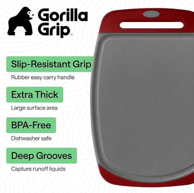 GORILLA GRIP BPA-Free Reversible Kitchen Cutting Board Set of 3, US Designed - Image 2