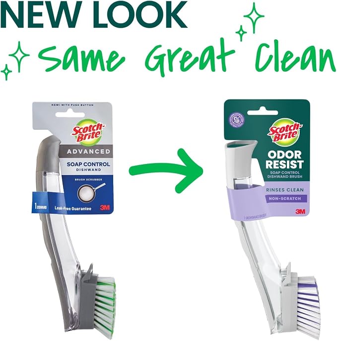 Scotch-Brite Odor Resist Soap Control Dishwand Brush, Non-Scratch Cleaning Brush - Image 2
