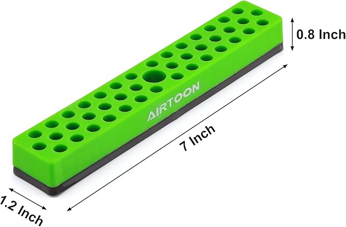 AIRTOON 1/4" Hex Bit Holder, 43 Holes Bit Storage with Strong Magnetic Base, Screwdriver Bit Organizer, Green