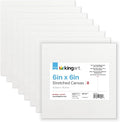 KINGART Stretched White Canvas Set – Square, 6x6 Inch, Triple Gesso Primed – by KINGART