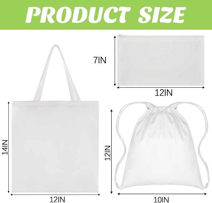 Silkfly 12 Pcs Cotton Bags Set for Tie Dye Kit 3 Style Cotton Tote Drawstring - Image 2