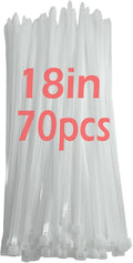 200lb Zip Ties Heavy Duty 18 Inch 70pcs, Large White Cable Tie, Thick Heat by ProfessionalinZipTies