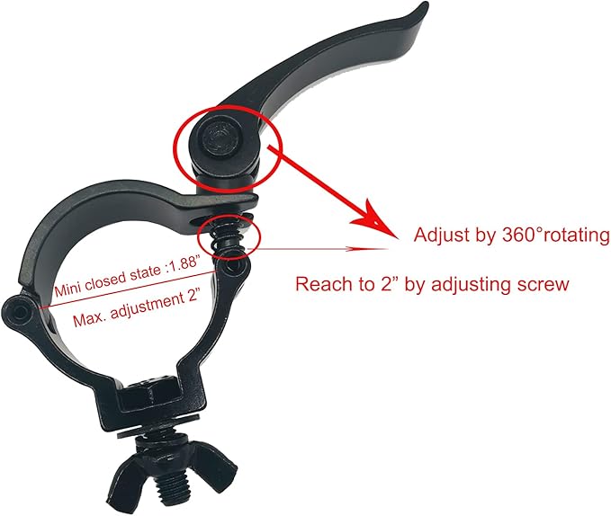 Lighting Clamp 2 Inch Truss Quick Release Mount Heavy Duty 220 Lbs Fit 48-51mm OD Pipe truss F34 Black
