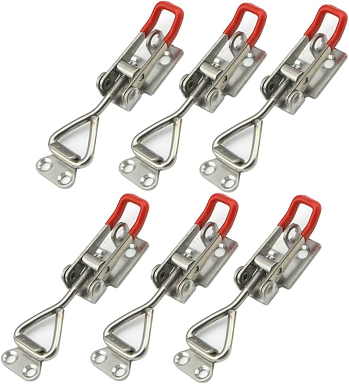 Toggle Latch Clamp 4002 Style,550Lbs Holding Capacity,Toggle Latches with Lock-Hole,Adjustable Heavy Duty Medium Latch for Smoker lid,ToolBox Cases and More (R4002 wiith keyhole -6PCS)