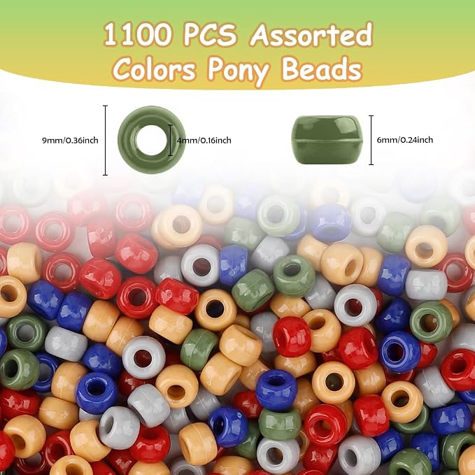 Pony Beads Bulk 1100 Pcs, Beads - Image 2
