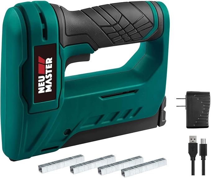NEU MASTER Electric Staple Gun, Cordless Staple Gun with Staples & USB Charger, Staple Gun Heavy Duty for Upholstery, Crafts, Carpentry, Material Repair, Furniture DIY NTC0070