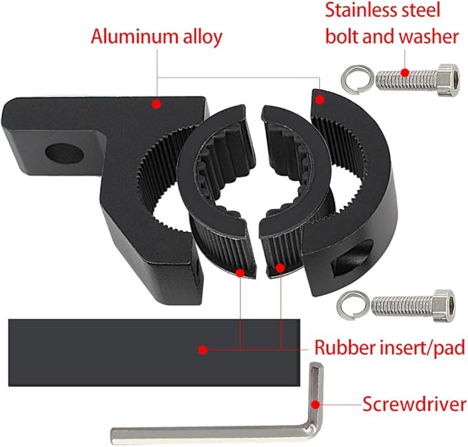Motorcycle Bull Bar Mounting Bracket 2PCS Horizontal Light Mount Clamp Kit for 0.59" /0.75" /0.87"/0.98"/1.1"/1.25"Tubes fit for LED Driving Lights, Spotlights Fits Truck, ATV, & Motorcycle Crash Bars