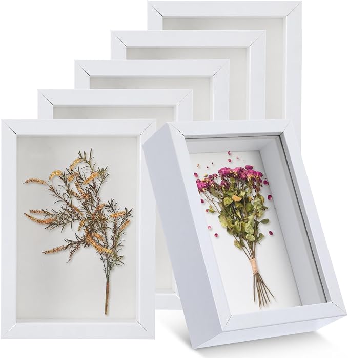 6 Pack 4 x 6 Inches Shadow Box Frame, Small Wood Frame Memory Display Cases by Unknown