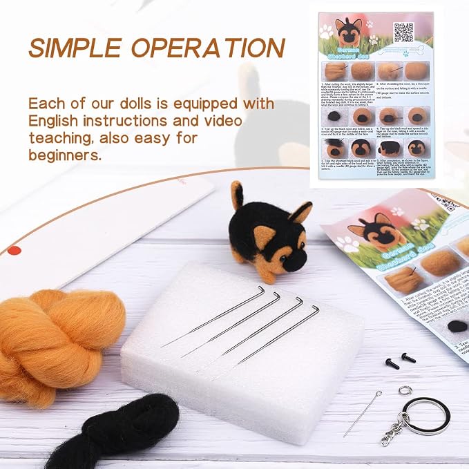 QMNNMA Needle Felting Kit for Beginners, German Shepherd Needle Felting Set | - Image 3