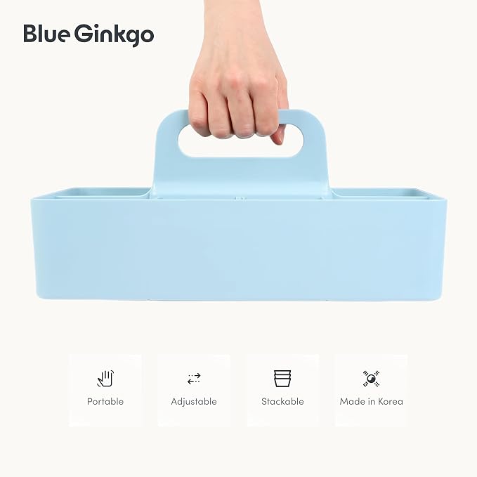 BLUE GINKGO Stackable Organizer Caddy, L-Rectangle, Made in Korea | Portable. - Image 5
