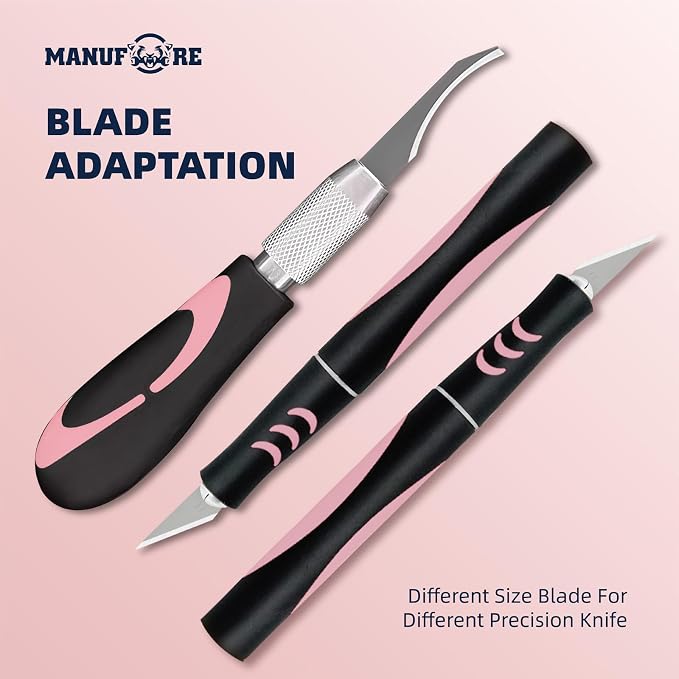 MANUFORE 34pcs Large Exacto Knife Set Craft Precision Knife Set Pink | Comfort - Image 5