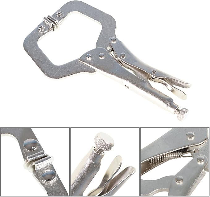 findmall 5Pcs 6 Inch Locking C Clamps with Swivel Pads Heavy Duty C-Type Locking Plier Table and Tool Vise Grip for Shop Home Farm and Automotive DIY Woodworking Welding Cabinetry Pocket Hole Joinery