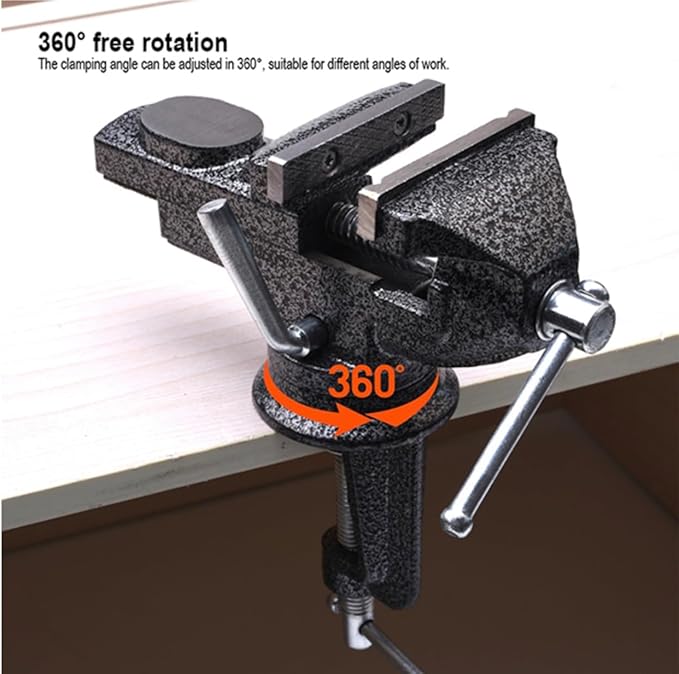 Bench Vise Heavy Duty 3 in Table Clamp On Vise, Bench-Table Vice Clamp with 2.5-inch Jaw Width and 3-inch Jaw Opening, Woodworking Workbench Vise with Bolts & Nuts