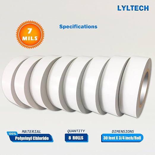 White Electrical Tape 8Rolls, 7mils x 3/4 in x 30 ft, Flame Retardant,Waterproof,Strong Adhesive, Durable, Easy-Wrap,High Temp Electrical Tape Electric Super Vinyl