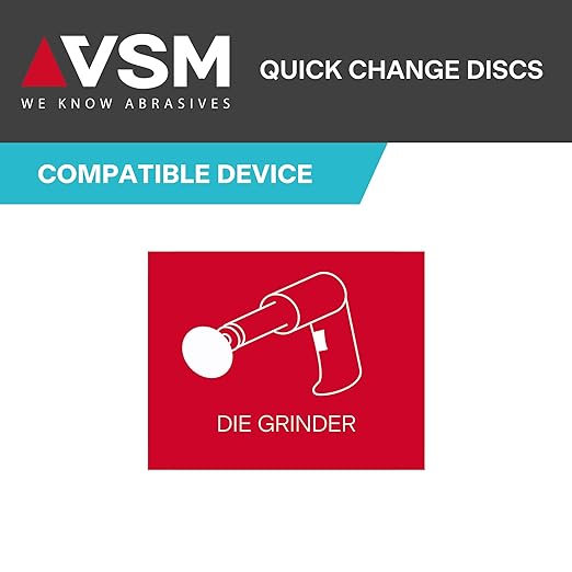VSM 25-Pack - 3 inch 60 Grit (Medium) - Ceramic Plus Quick-Change Disc with Top-Size, Type R, Tear-Resistant Polyester Backing, Hand-Held Machine Compatible, Durable Abrasive Discs