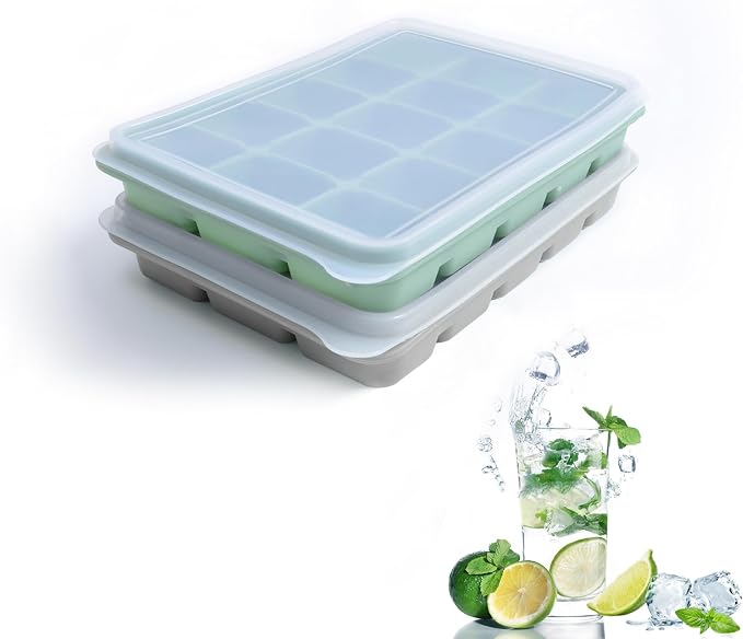 Tvmania Ice Cube Trays Set of 2, 15-Cube Silicone Molds by Tvmania