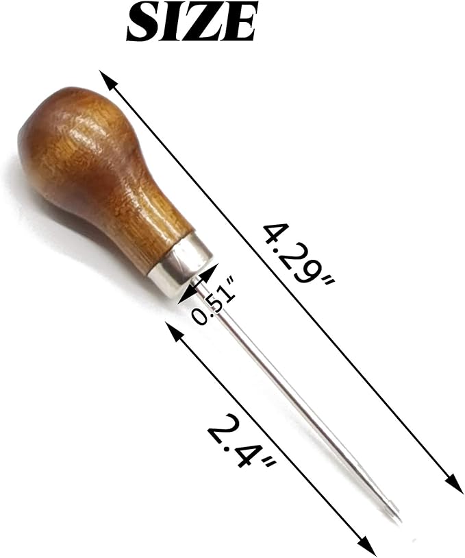 RONYOUNG 10PCS Wooden Handle Gourd Shape Scratch Awl Tool Pin Punching for Leather Pouch Hole DIY Handmade