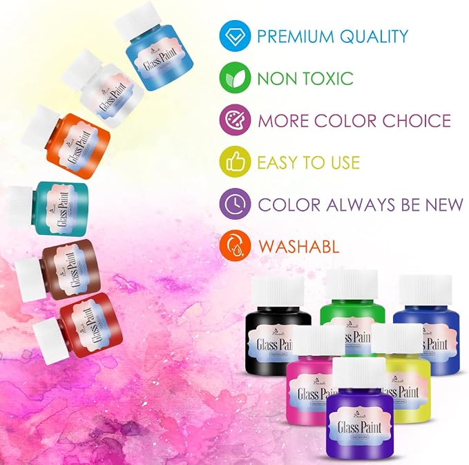 Bearals Glass Paint, Stained Glass Painting, Non-Toxic Glass Paint - Image 2