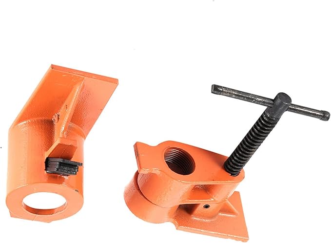 2 PCS Heavy Duty 1 inch Pipe Clamp, Jaws Vise Fixture Set Woodworking Tool Kit for Gluing and Drilling Used in Wood Clamp, Water Pipe Clamp (2 PCS)