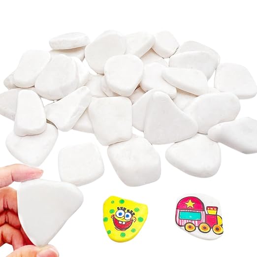 Lifetop 50PCS White Rocks for Painting, 1.2"-2.0" Smooth Natural Irregular DIY - Image 2