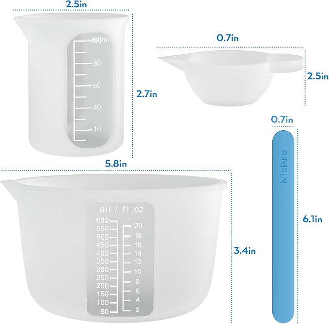 Large Silicone Resin Measuring Cups Tool Kit - Image 3