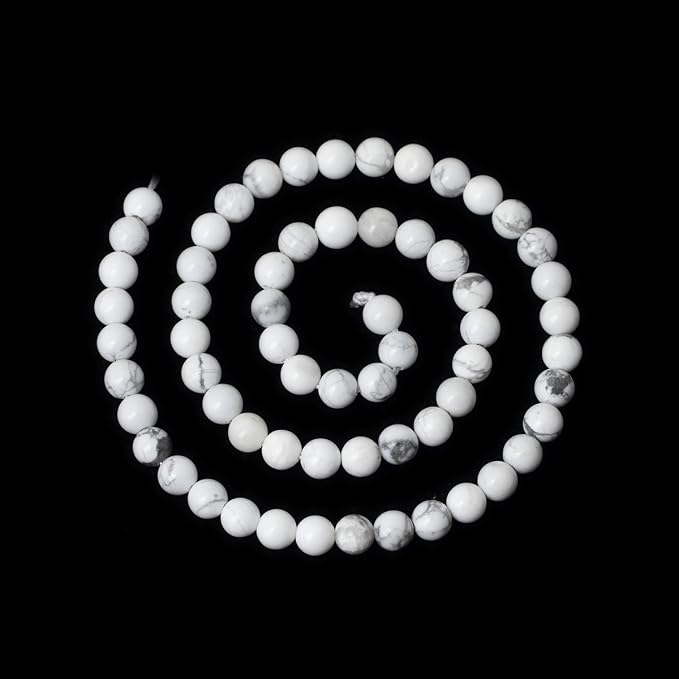 6mm 60PCS Natural White Howlite Gemstone Round Loose Stone Beads - Image 2