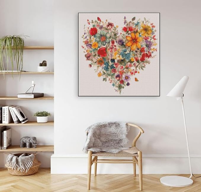 Valentine's Day Stamping Cross Stitch Kit, Flowers Counting Cross Stitch Kit - Image 3