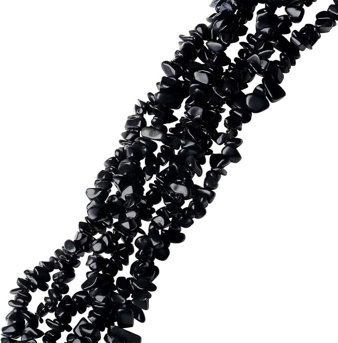 LAIDANLA Black Obsidian 400pcs Natural Chip Stone Beads 5-8mm Healing Crystal - Image 2
