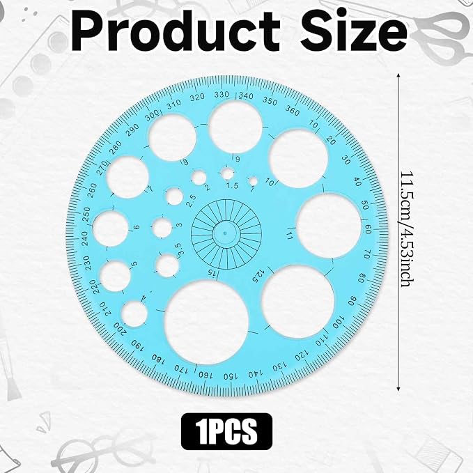 Circle Template for Drawing, Plastic Circle Stencil Geometric Circle Ruler for - Image 2