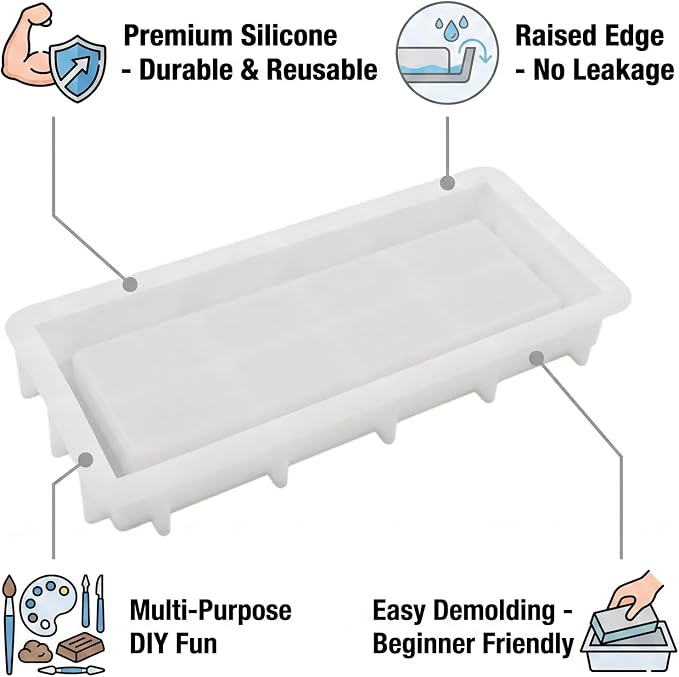 1Pc Rectangular Silicone Resin Tray Mold - Image 3