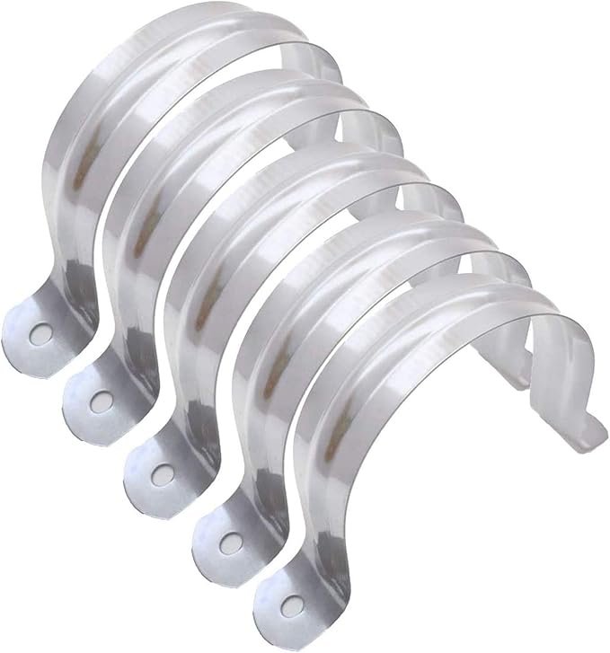 10 Pcs 4inch Rigid Pipe Strap,Two Hole Stainless Steel Strap U Bracket, Widened Tube Strap Tension Clip Assortment Kit Heavy Duty Pipe Clamp for Pipe Fixing（110mm）