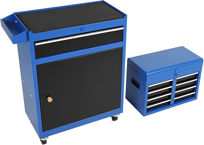 Rolling Tool Cabinet Tool Box, 5-Drawer Storage Chest with Detachable Organizer, Removable Portable Tool Box for Garage Warehouse (Blue)