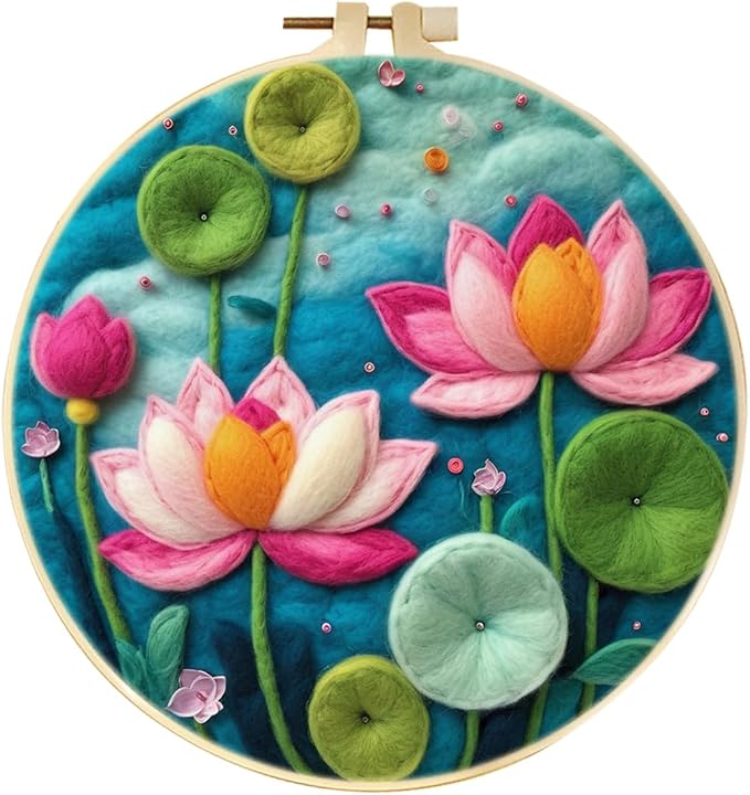 CaptainCrafts Needle Felting Kit, Wool Felt Supplies, Embroidery Hoops by CaptainCrafts