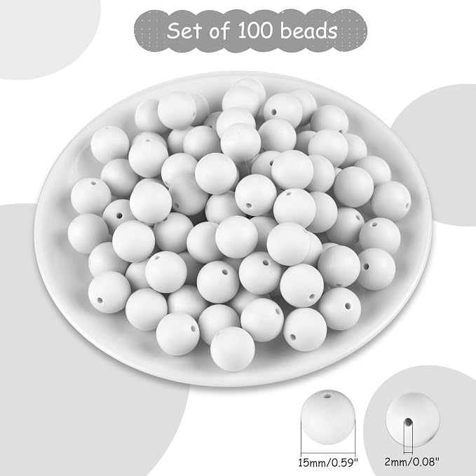 ASTARON 100 Pcs 15mm Silicone Beads - Image 2