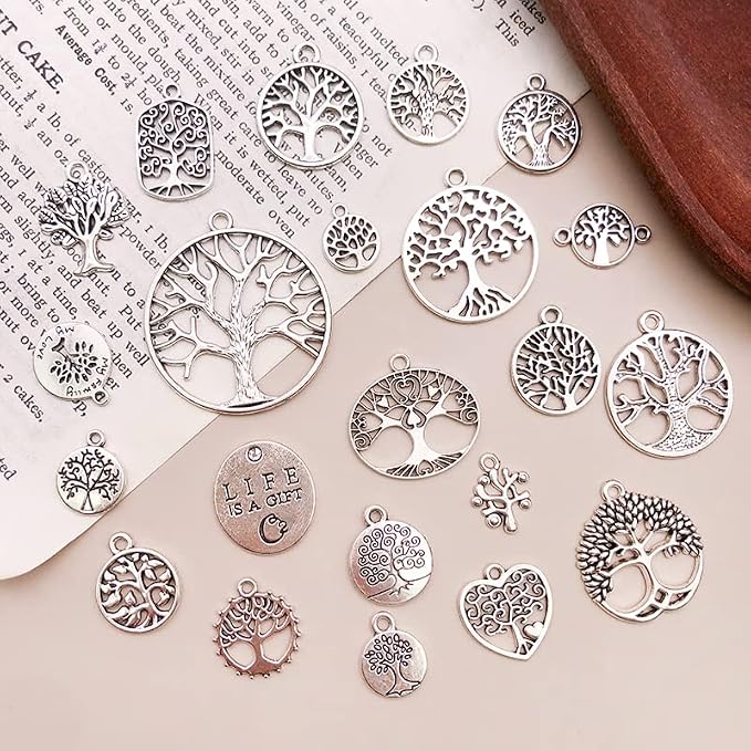 WOCRAFT 120pcs Antique Silver Tree Of Life Charma - Image 3