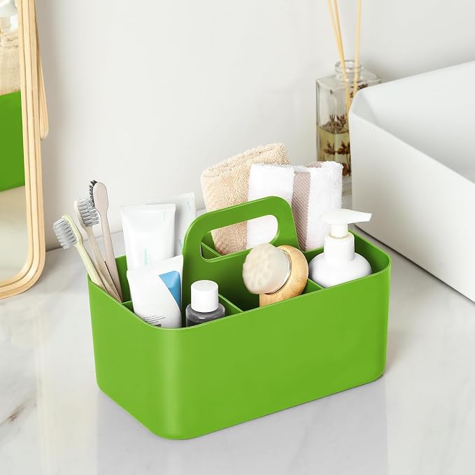 Multiuse Caddy Organizer with Handle, Portable Divided Plastic Tote Bin - Image 3