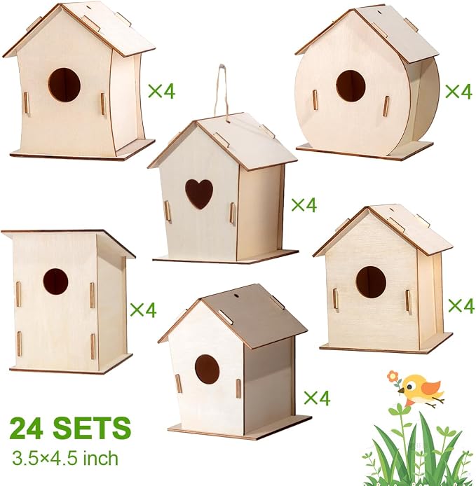 24 Sets DIY Wood Birdhouse Bulk - Image 2