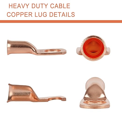 10pcs 6 AWG-3/8”(M10) Ring Terminals 6 Gauge Copper Wire Lugs Battery Cable Ends Heavy Duty Battery Cable Terminal Connectors