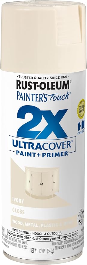 Rust-Oleum Painter's Touch 2X Ultra Cover Spray Paint, Gloss Ivory | Indoor and by Rust-Oleum