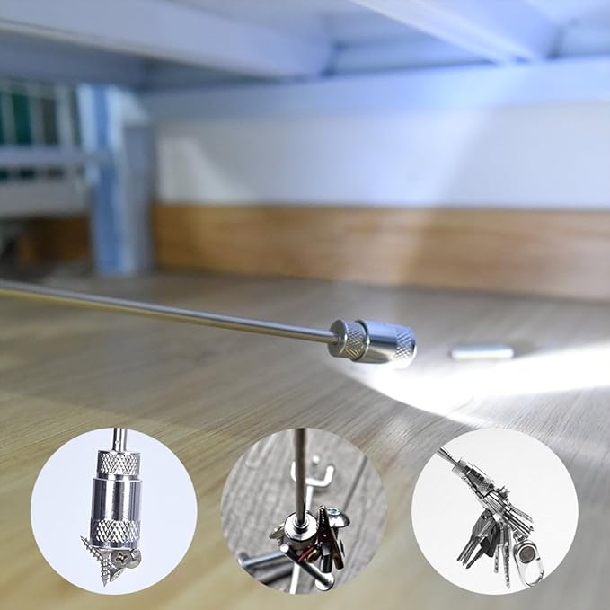 Magnetic Telescoping Pick Up Tool, Preciva Magnetic Picking Tool with LED Flash Light Retriever Wand 19.5to 68 CM Telescopic Magnet Stick(ONE PACK)