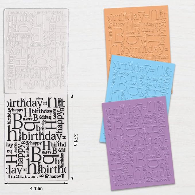 3-D Textured Impressions Background Embossing Folder, Happy Birthday Words - Image 2