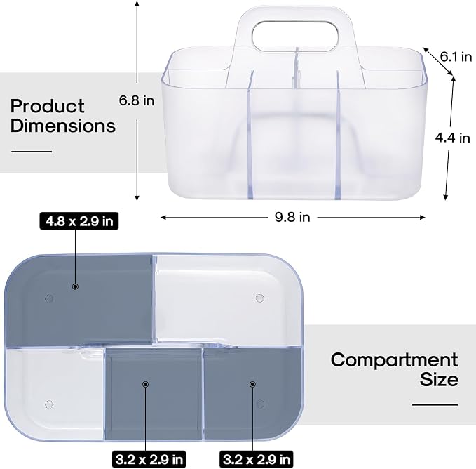 Multiuse Caddy Organizer with Handle, Portable Plastic Tote Bin - Image 5