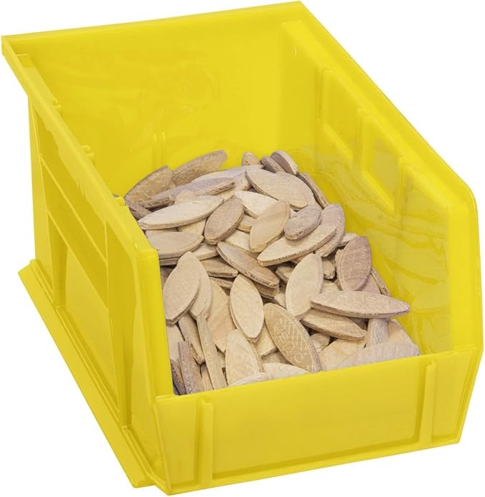 Akro-Mils 30237 AkroBins Plastic Storage Bins, Space-Saving Stackable Bins for Garage, Pantry, Craft Organization, 9-" x 6-" x 5-", Yellow, 12-Pack