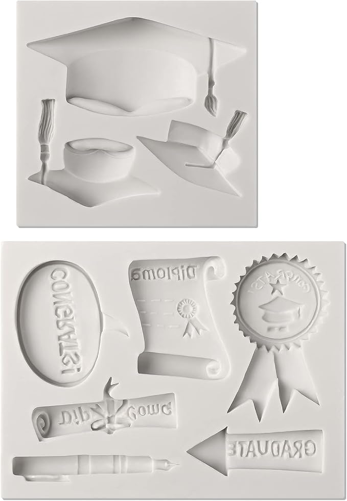 Sakolla Graduation Fondant Molds Silicone Doctoral Cap Diploma Chocolate Candy by Sakolla
