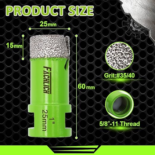 Diamond Core Drill Bits 1" 2pcs 25mm Granite Drill Bits for Porcelain Tile Granite Marble Masonry Brick
