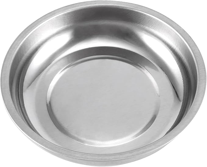 FUNSUEI 8 Packs 6 Inches Magnetic Tray, Stainless Steel Magnetic Bowl, Round Magnetic Parts Tray for Pins, Screws, Bolts, Nuts, Small Parts