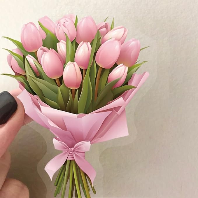50Pcs Transparent Flower Bouquet Sticker Waterproof Vinyl Aesthetic Clear - Image 3