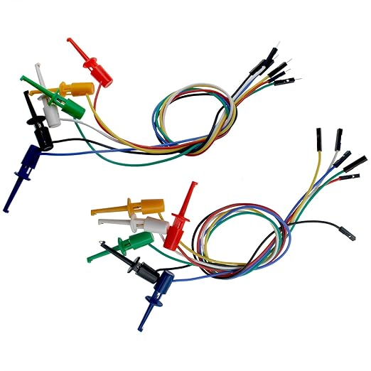 12 PCS Test Hook Clips to Breadboard Male or Female Jumper Wires Soft Flexible Silicone Test Leads for Electrical Testing