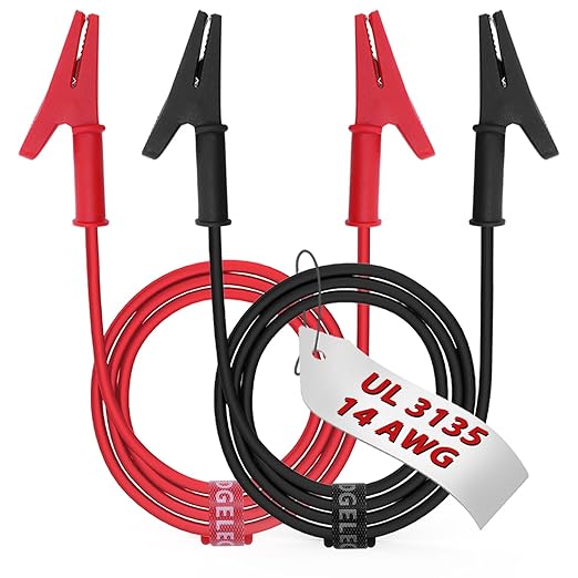 14 Gauge 2pcs/6.6Ft Alligator Clips Electrical with Wires UL3135, Heavy Duty Silicone Test Leads Set Jumper Wires Kit for Testing - EDGELEC