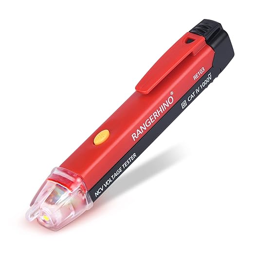 Non-Contact AC Voltage Tester Pen, AC up to 1000V, LED Flashlight, Buzzer Alarm for Live/Null Wire Judgment
